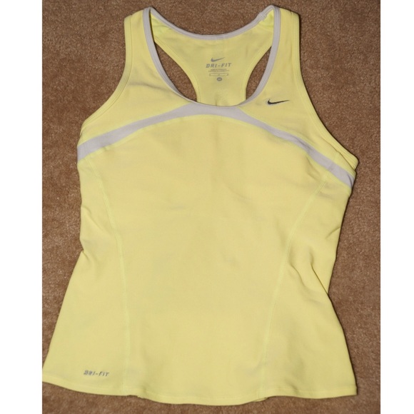 Nike Tops - Nike lemon yellow and white shelf bra tank top